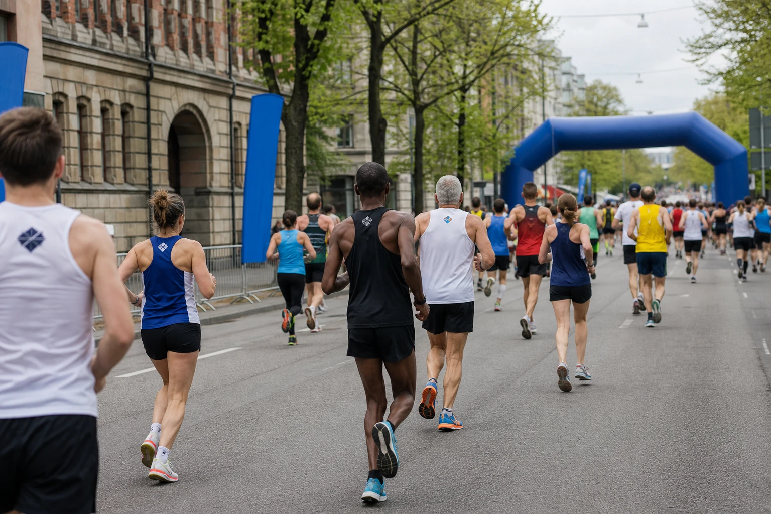 Startfält på väg genom en stadspark i höstljus